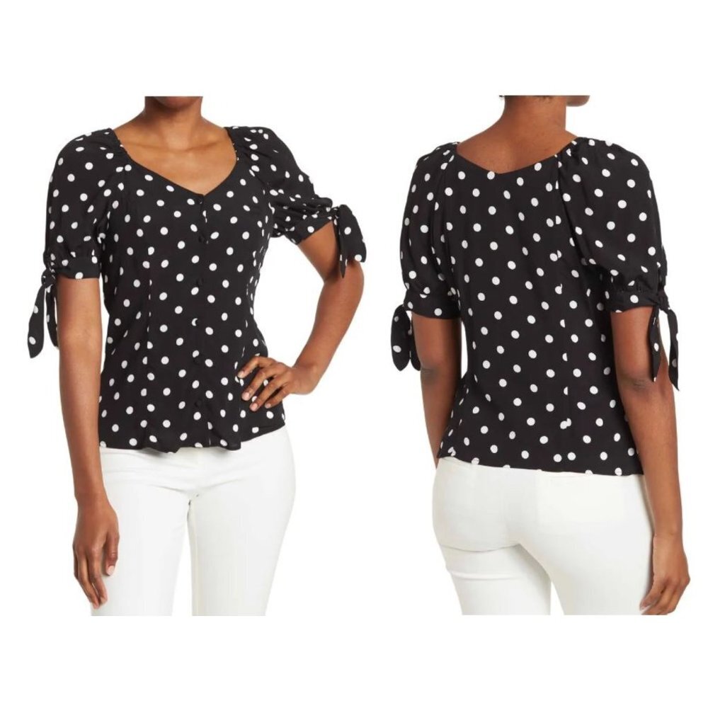 NWT New $68 PHILOSOPHY REPUBLIC CLOTHING Tie Sleeve V-Neck Top Size M